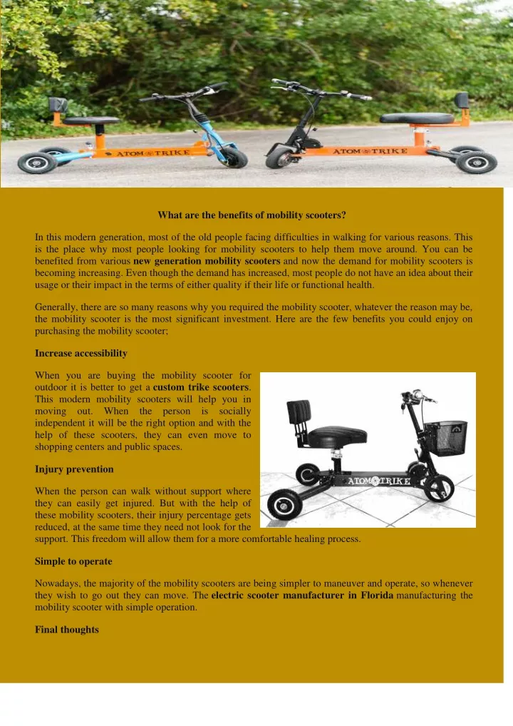 what are the benefits of mobility scooters
