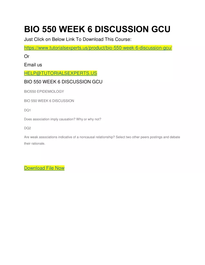 bio 550 week 6 discussion gcu just click on below