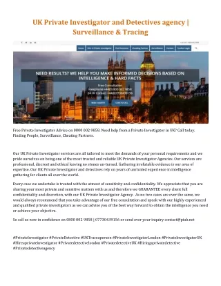 uk private investigator and detectives agency