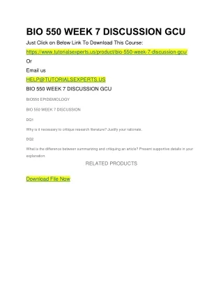 bio 550 week 7 discussion gcu just click on below