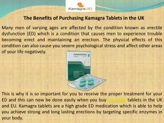 The Benefits of Purchasing Kamagra Tablets in the UK