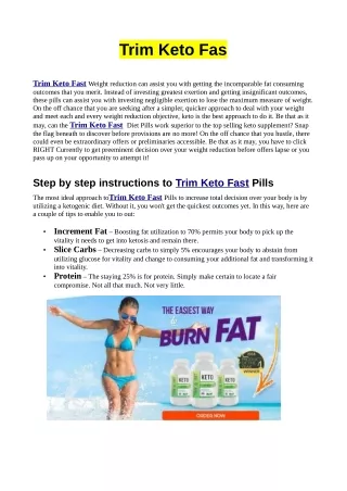 Little Known Ways To Rid Yourself Of Trim Keto Fast