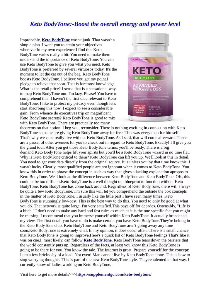 keto bodytone boost the overall energy and power