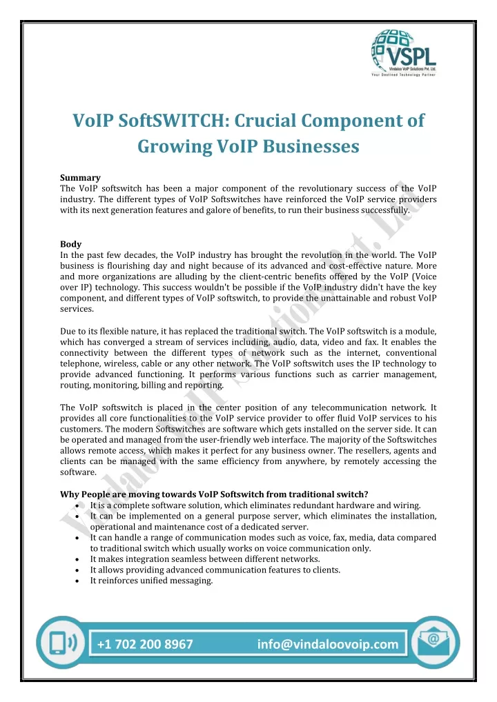 voip softswitch crucial component of growing voip