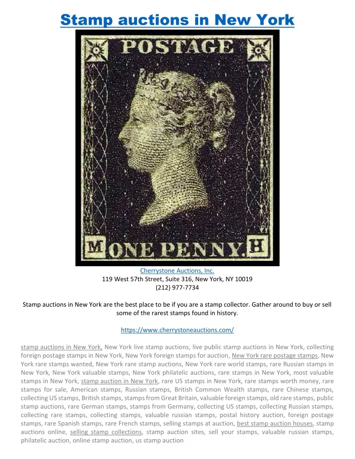 stamp auctions in new york