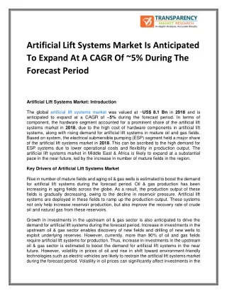 artificial lift systems market is anticipated