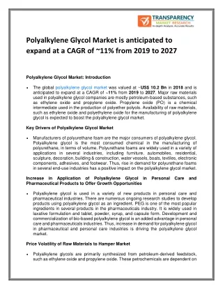 polyalkylene glycol market is anticipated