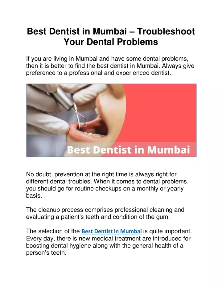 best dentist in mumbai troubleshoot your dental