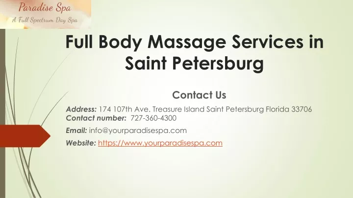 full body massage services in saint petersburg