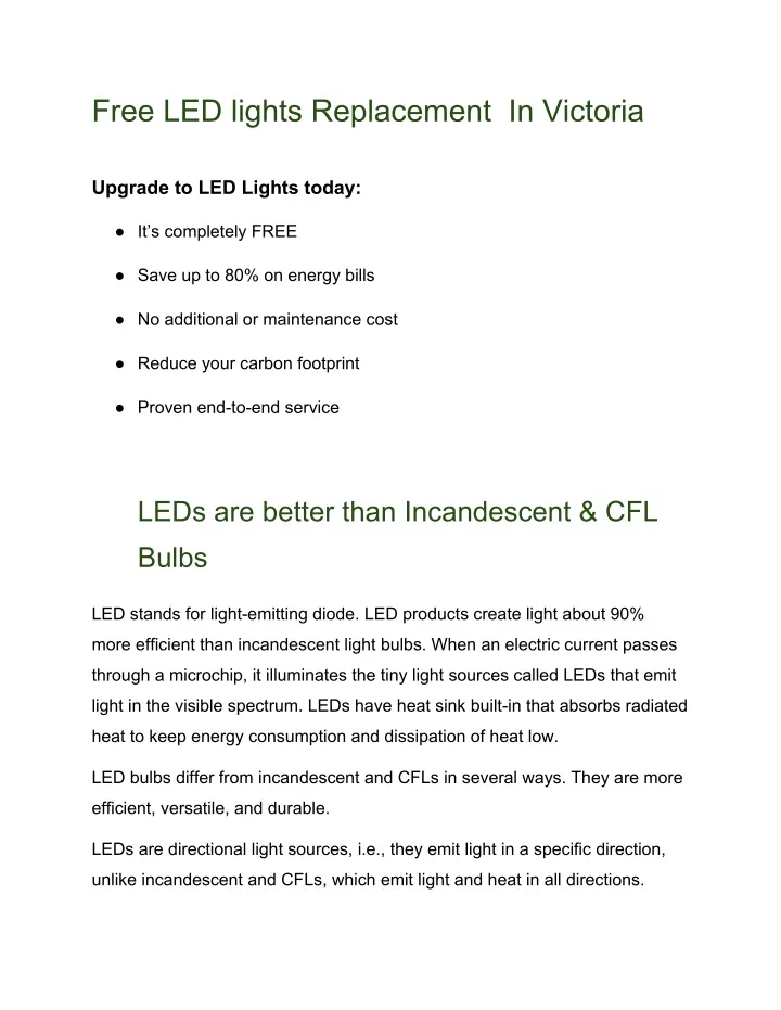 free led lights replacement in victoria upgrade