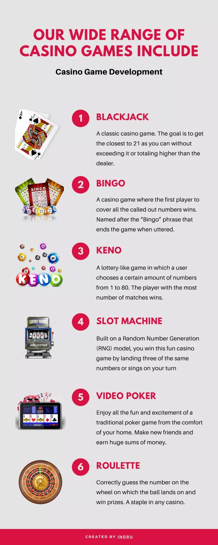 our wide range of casino games include