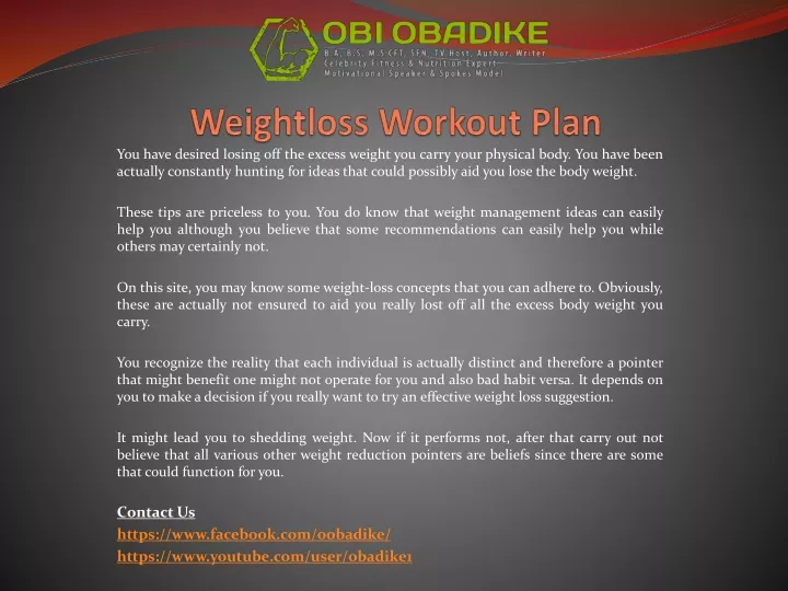 weightloss workout plan