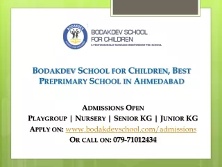 Bodakdev School for Children Admissions