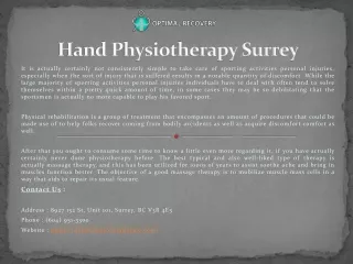 hand physiotherapy surrey