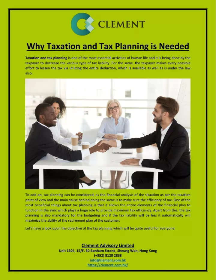 why taxation and tax planning is needed