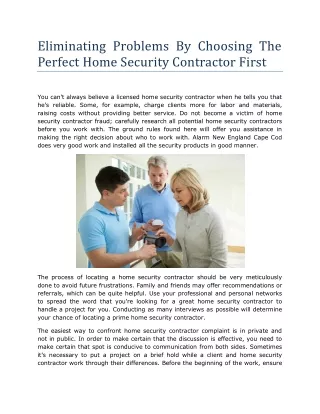 Eliminating Problems By Choosing The Perfect Home Security Contractor First