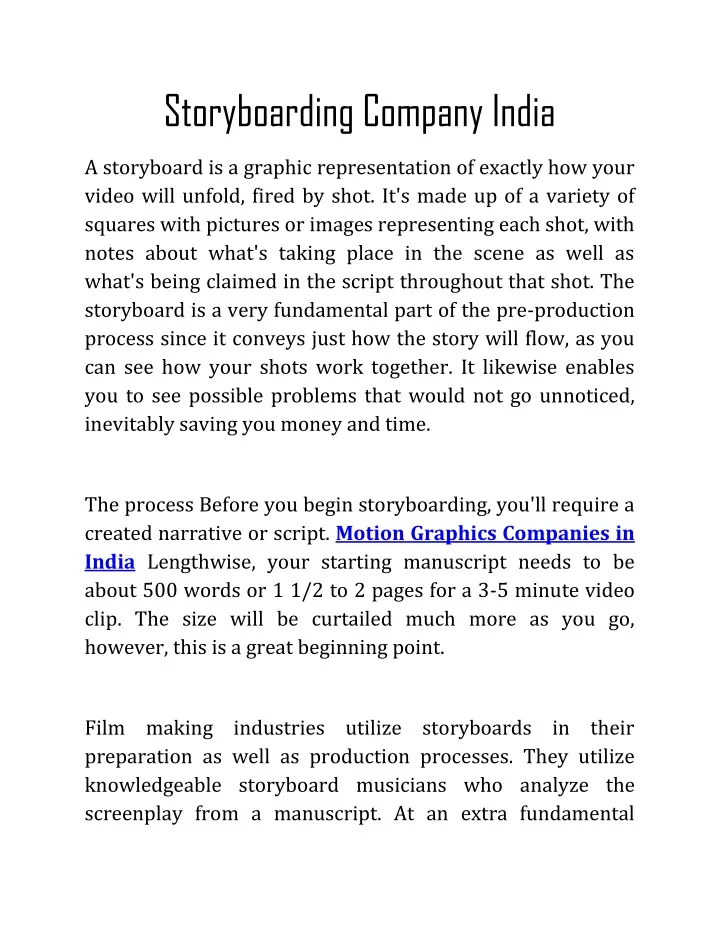 storyboarding company india