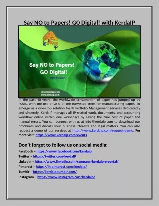 Say NO to Papers! GO Digital! with KerdaIP