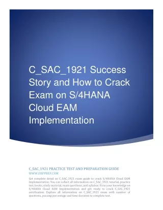 C_SAC_1921 Success Story and How to Crack Exam on S/4HANA Cloud EAM Implementation
