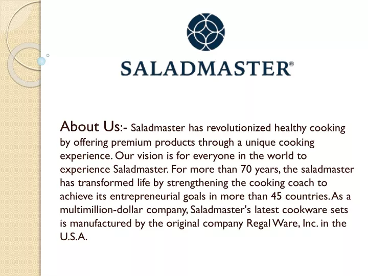 about us saladmaster has revolutionized healthy