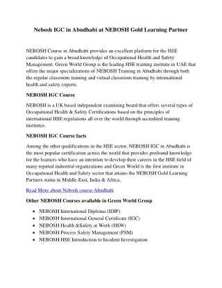 nebosh igc in abudhabi at nebosh gold learning