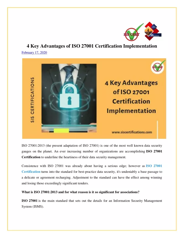 4 key advantages of iso 27001 certification