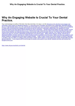 Why An Engaging Website Is Crucial To Your Dental Practice.