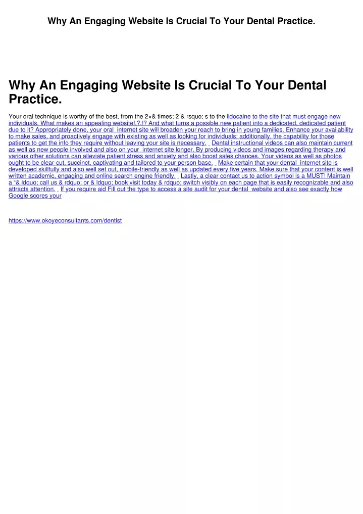why an engaging website is crucial to your dental
