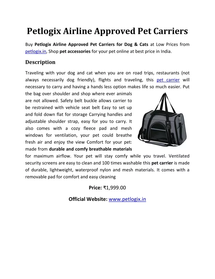 petlogix airline approved pet carriers