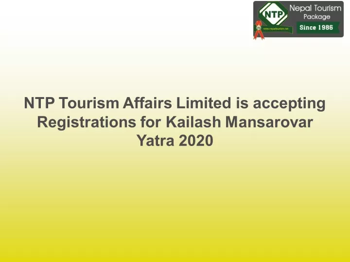 ntp tourism affairs limited is accepting