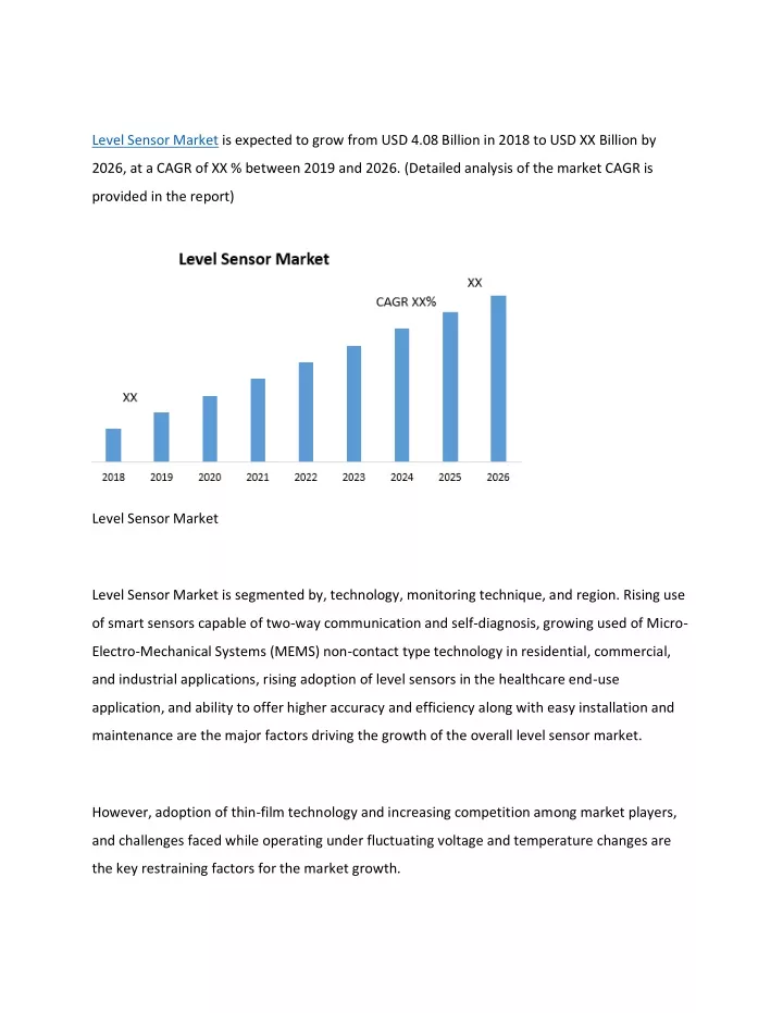 level sensor market is expected to grow from