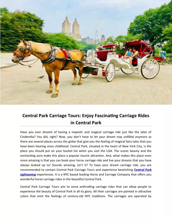 central park carriage tours enjoy fascinating