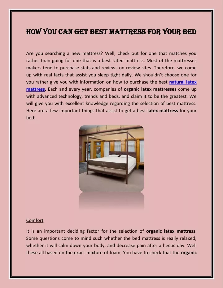 how you can get best mattress for your