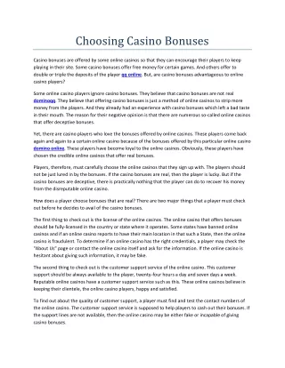 choosing casino bonuses