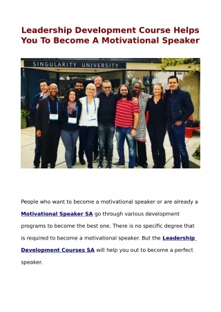 Leadership Development Course Helps You To Become A Motivational Speaker