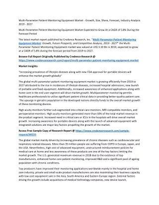 Multi-Parameter Patient Monitoring Equipment Market Expected to Grow At a CAGR of 5.8%