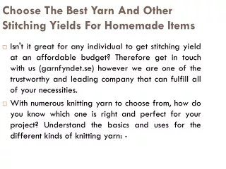 Choose The Best Yarn And Other Stitching Yields For Homemade Items