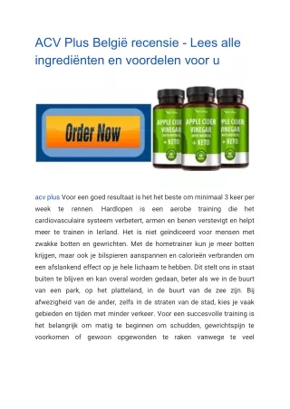 ACV Plus België recensie - Lees alle ingrediënten en voordelen voor u