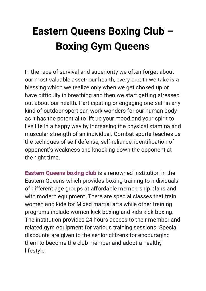 eastern queens boxing club boxing gym queens