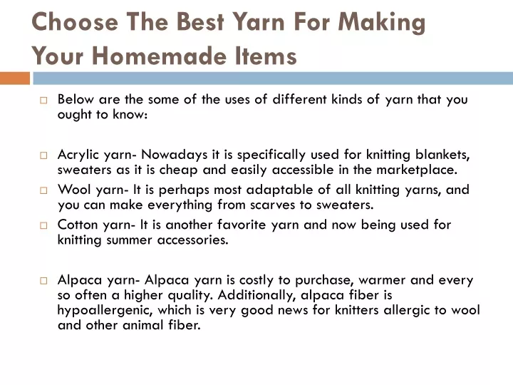 choose the best yarn for making your homemade items