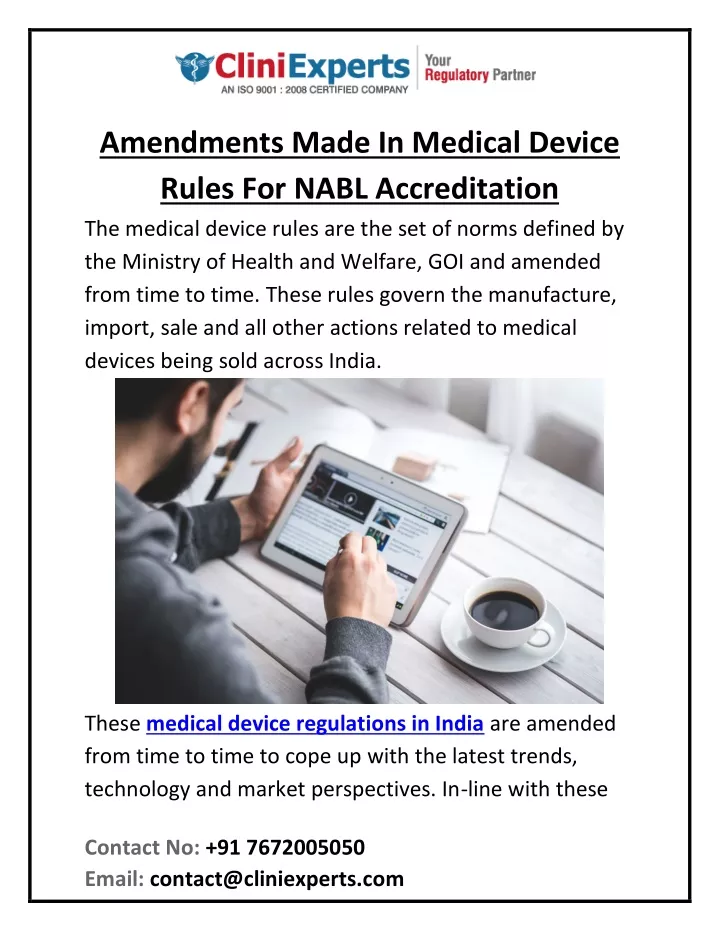 amendments made in medical device rules for nabl