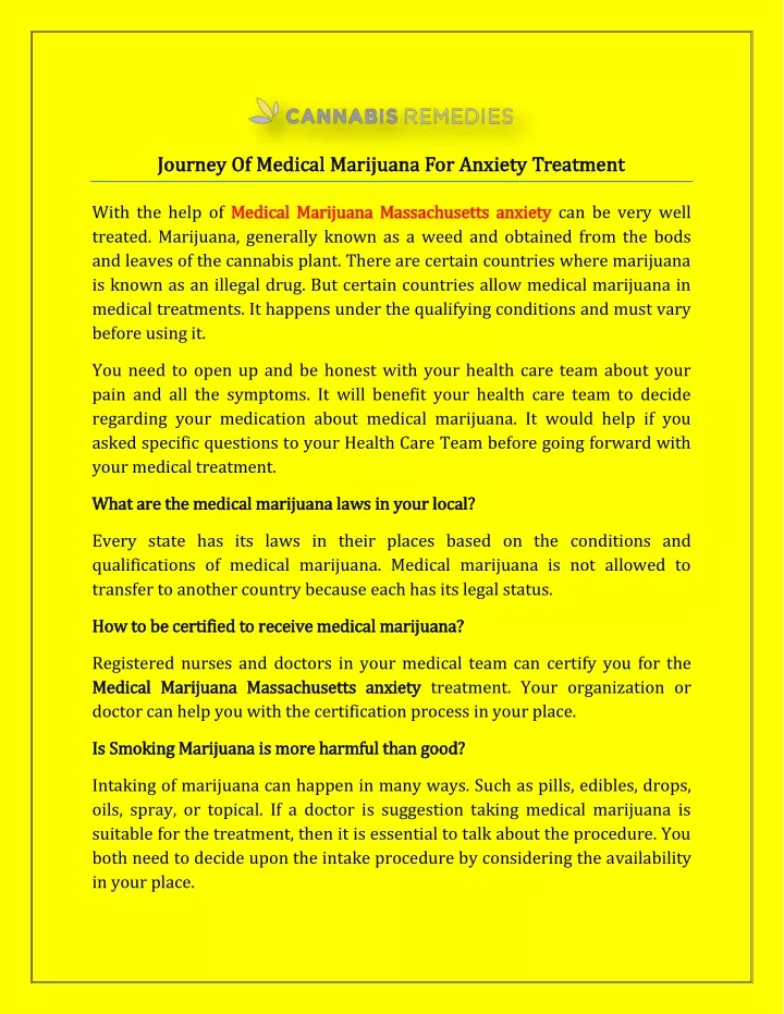 journey of medical marijuana for anxiety