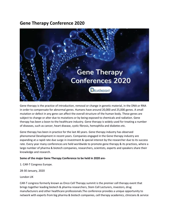 gene therapy conference 2020