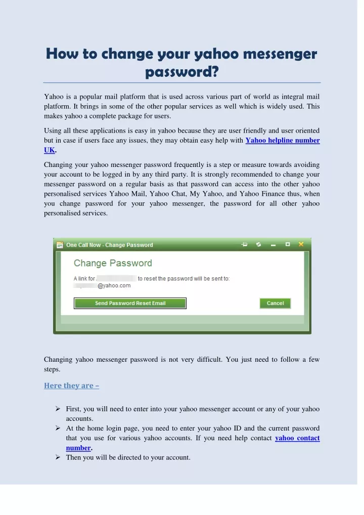 how to change your yahoo messenger password