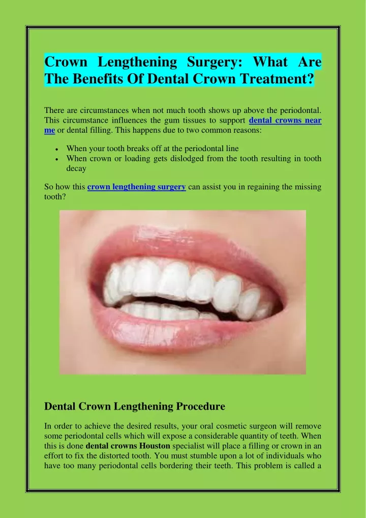 crown lengthening surgery what are the benefits