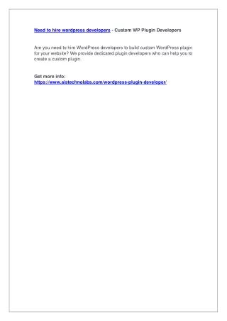 need to hire wordpress developers custom