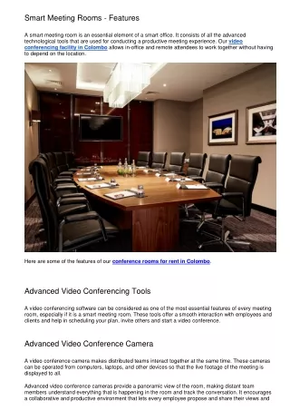 Smart Meeting Rooms - Features