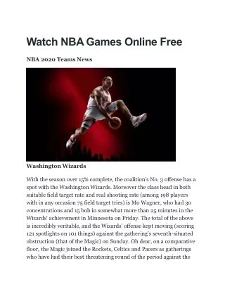 Watch NBA Games Online Free