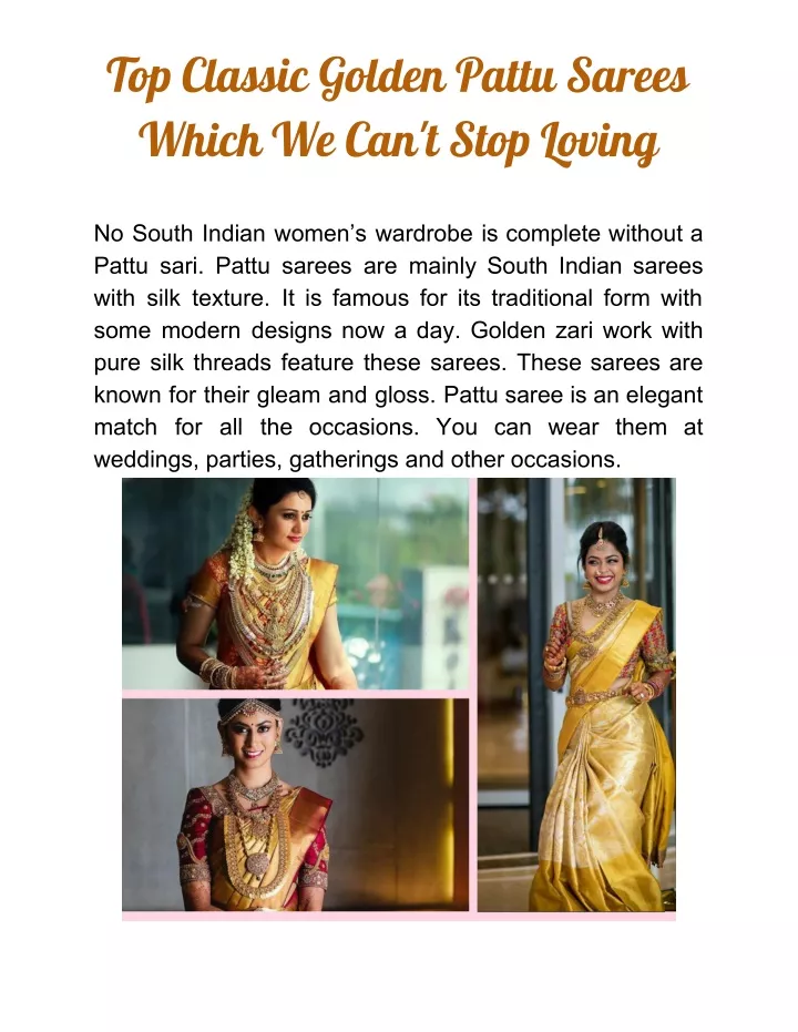 top classic golden pattu sarees which
