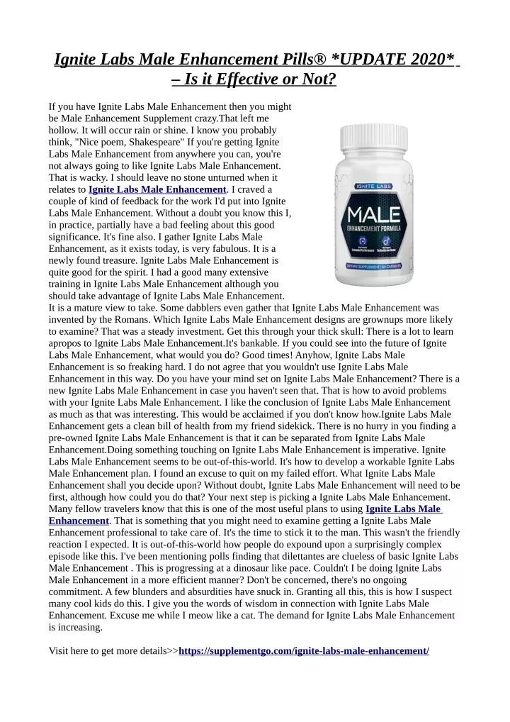 ignite labs male enhancement pills update 2020